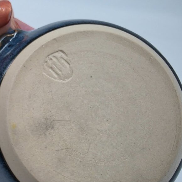 Handcrafted Ceramic Mug With Drip Glaze Finish In Blue & Green Tones Signed - Picture 3 of 8